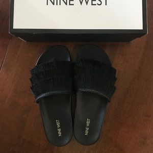 Nine West fringe slide sandals